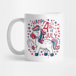 Happy 4th of July USA American Flag with Funny Unicorn Mug